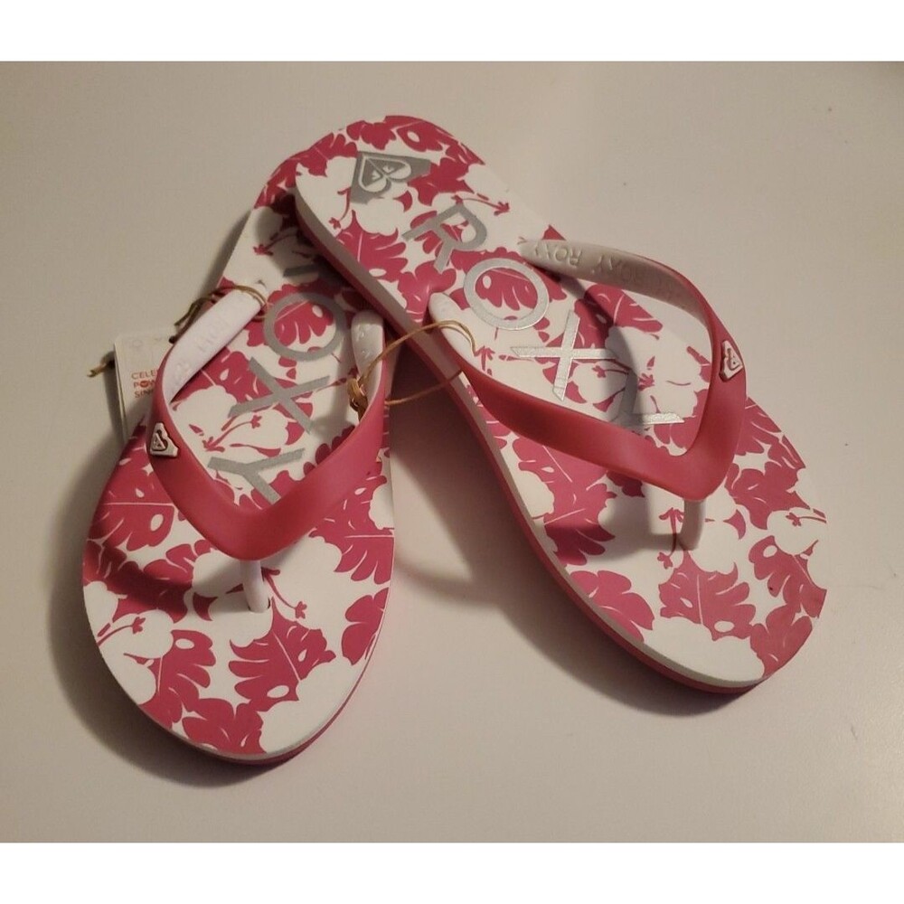 Roxy Girl's Tahiti Sandal VII (7)- White / Pink - New- Various Sizes